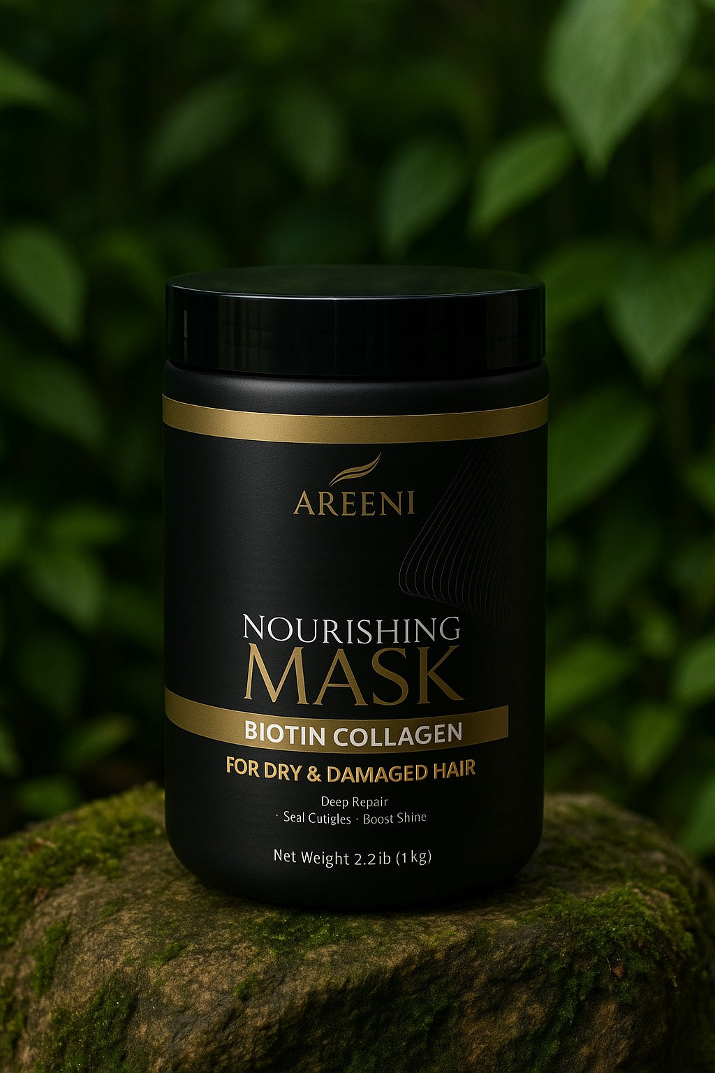 Nourishing Mask Biotin Collagen black jar outdoor | Areen1