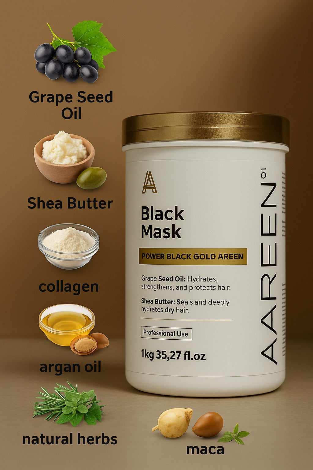 Areen01 Black Gold Hair Mask