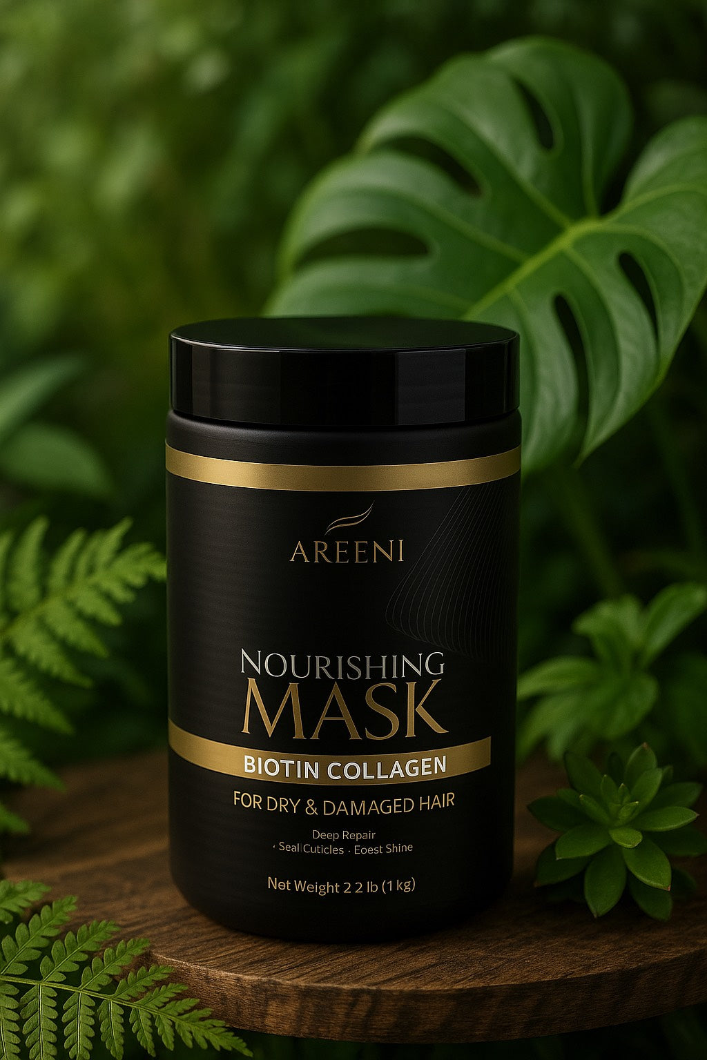 Nourishing Mask Biotin Collagen black jar in netural | Areen1
